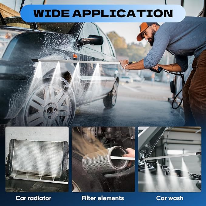 Sakerplus Cleaning Wand, 24'' Portable Radiator Cleaning Tool,High Pressure Radiator Flush and Cleaner Tool with 2 Quick Coupler, Fit for Cars Truck, RV
