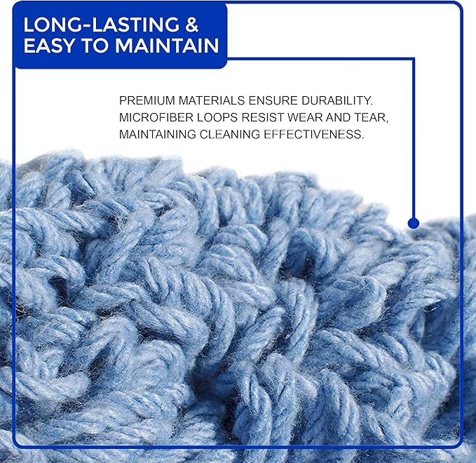 Nine Forty 2-Pack Industrial and Commercial-Grade Looped End Wet Mop Head Refill - Heavy Duty 20 Inch 4-Ply Premium Synthetic Yarn - for Optimal Absorption and Durability - White (2 Pack, Large)