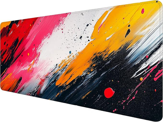 Abstract Paint Art Desk Mat Gaming Mouse Pad Colorful Red White Black Mouse Pad Large Mousepad Extended Laptop Keyboard Mat Gaming Desk Pad Mouse Mat Office Computer Keyboard Laptop Home 31.5"x11.8"