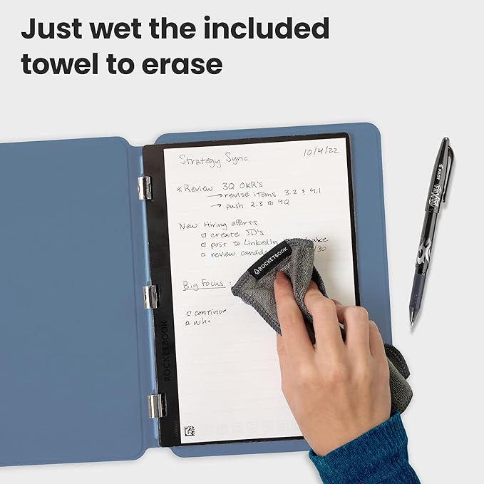 Rocketbook Pro 2.0 Reusable Professional Smart Notebook, Executive Size 7x9, Steel Blue - Lined & Dot Grid Pages, App-Connected, Erasable, Premium Cover, Ideal for Work Notes and Business Meetings