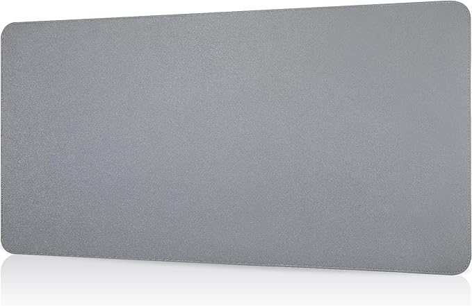 Dual-Sided Desk Pad, Large Mouse Pad, Natural Cork & PU Leather Non-Slip Waterproof Desk Mat for Office and Home (Gray, 31.5" x 15.7")