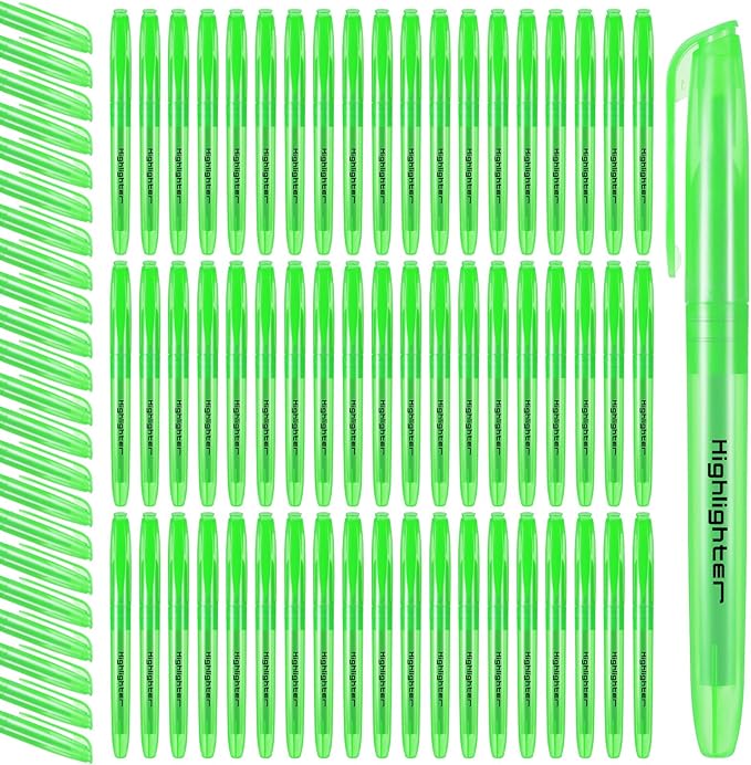 Fulmoon 80 Pieces Highlighters, Chisel Tip Bright Colors Quick Drying Markers for Adults Kids Highlighting in the Home School Office (Green)