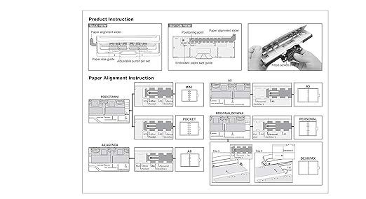Bira Craft Adjustable 6 Hole Punch, Off White, 8 Sheet Capacity, Mini/Pocket A3/ A4 / A5 / A6 / Agenda/Personal/Deskfax, Performance Guaranteed