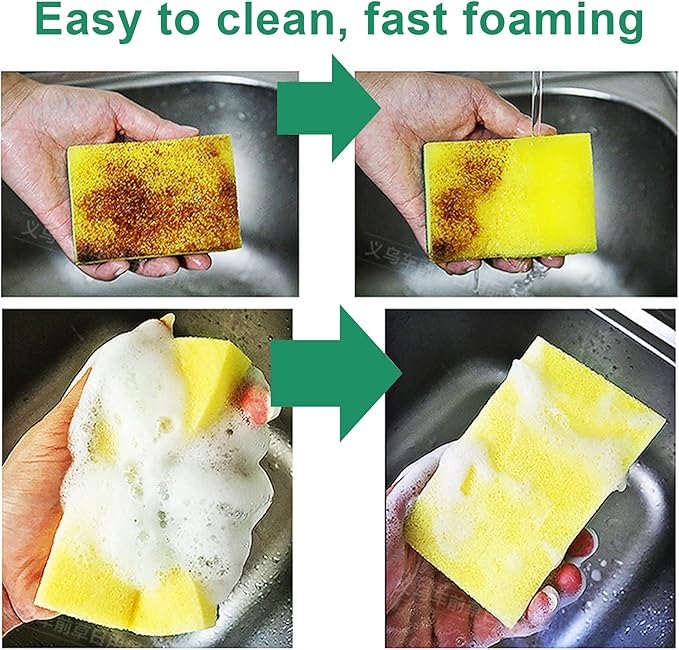 Kitchen Cleaning Sponges, 36Pack Cleaning Sponges in Bulk, Non Scratch Dishwashing Sponges Scouring Pad Odor-Free Scrubbing Dish Sponge Suitable for Washing Dishes, Travel Apartments