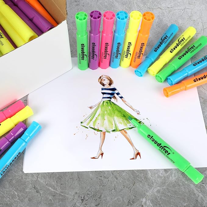 cloudriver Highlighters Bulk Pack of 72, Assorted Color, Chisel Point, Quick Drying Ink, Highlighters Suitable For Classroom, Office And Shop