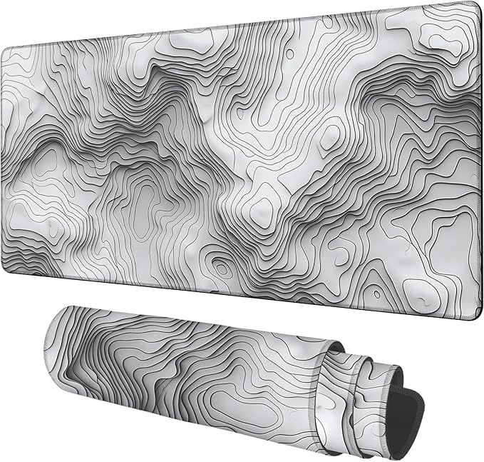 Large Mouse Pad Wave Lines Gaming Desk Pad Computer Keyboard Non-Slip Waterproof Mouse Mat with Rubber Base and Stitched Edges Entertainment Office Writing Desk Mat 35.4 x 15.7 Inches