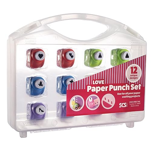 Love-Themed Scrapbook Paper Hole Punchers- 12 Different Designs w Carrying Case- DIY Your Own Cards, Confetti, Memory Books, Decorations, Gifts, Summer Camp Project- A Must Have Scrapbooking Essential