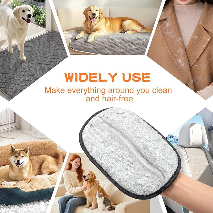 ZQJKLE Pet Hair Removal Glove for Cats & Dogs 2PCS, Reusable and Washable Pet Hair Remover Tool for Clothing, Couch, Carpet, Car Seat