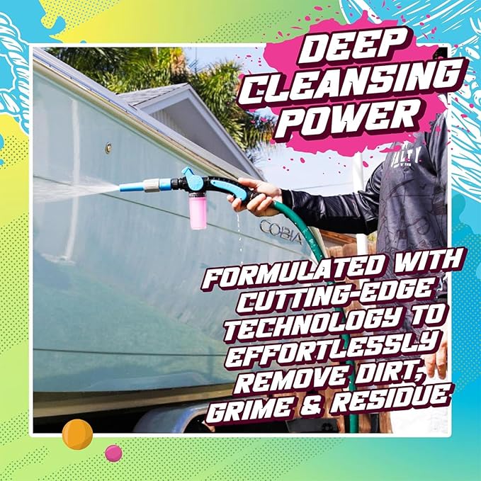Salty Captain Boatie Wash N Wax - (Bubble Gum Scent) Foaming Car & Boat Wash and Wax Concentrate, Cleans Away Salt, Marine Residue, Dirt | pH Balanced