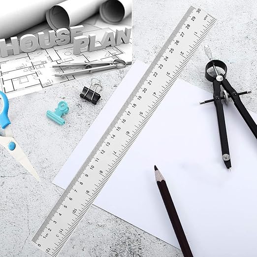 YouOKLight Clear 12 inch Plastic Metric Transparent Ruler - Pack of 3 for Kids, School, Office, Drafting
