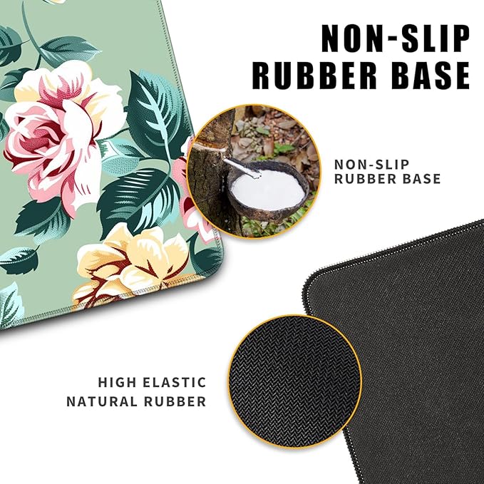 XL Mouse Pad Gaming Kawaii Cute Retro Rose Floral Extra Large Mousepad (31.5x11.8 in), Desk Mat Pad Home Office Decor Mouse Pad Stitched Edges Smooth Surface Non-Slip Bottom Mat