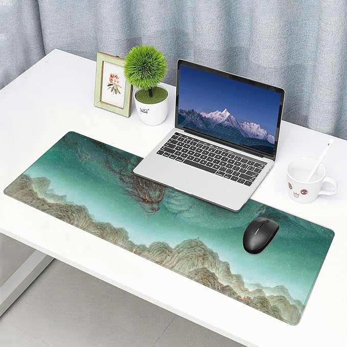 Dragon Large Mouse Pad, Japanese Anime Gaming Desk Mat, XL Keyboard Desk Pad Mat for Desktop, 31.5"x11.8" Non-Slip Base Big Mousepad with Stitched Edges