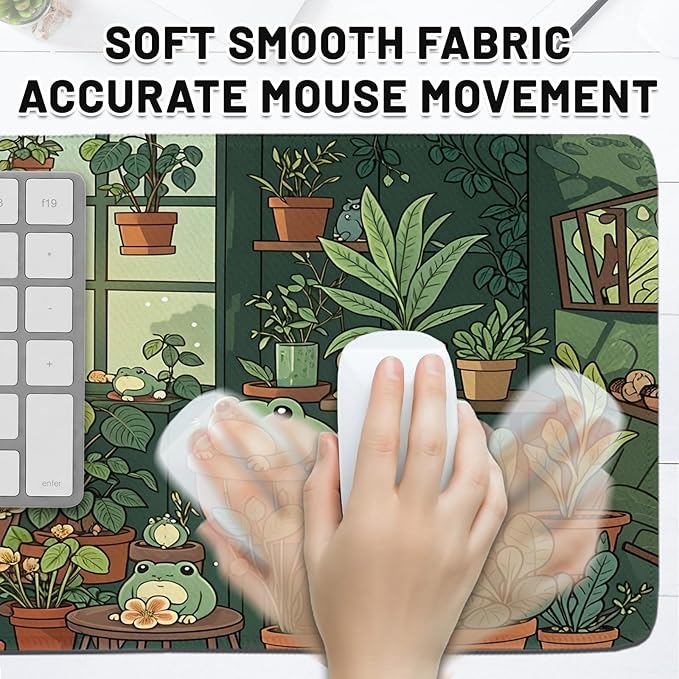 Large Frog Gaming Mouse Pad, Lush Green Nature Theme Mouse Mat, Indoor Whimsical Frog Mousepad, Extended Gaming Desk Accessories for Boys, Non-Slip Desk Mat for Keyboard and Mouse 15.7” x 35.4” XXL