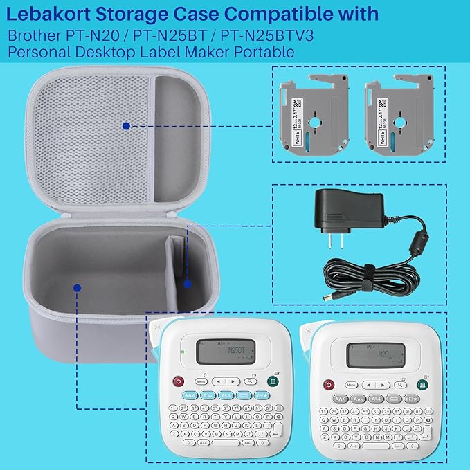 Storage Case Compatible with Brother PT-N20 / PT-N25BT / PT-N25BTV3 Personal Desktop Label Maker Portable