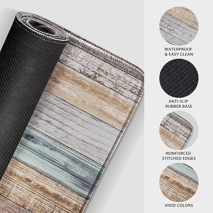 Rustic Wood Pattern Large Gaming Mouse Pad 31.5"x15.7"｜XXL Desk Mat, Non-Slip Rubber Base & Stitched Edges - Extended Waterproof Mousepad for PC/Laptop/Office/Home Decor