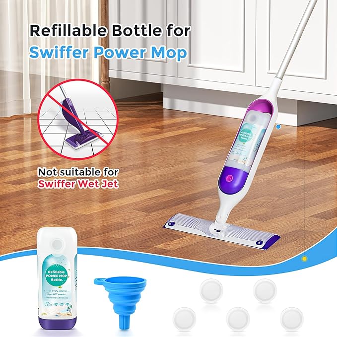 Ndoge Power Mop Refillable Bottle for Swiffer PowerMop Multi-Surface Mop, 775ML /26 FL OZ Leak-Proof HDPE Refillable Bottle Solution Powermop Reusable Solution Container Replacement