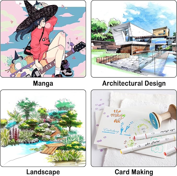 ChicRosa Art Markers, 65 Coloring Markers and 1 Blender, 66 Pack Alcohol Based Dual Tip Permanent Markers Highlighters with Case, Excellent for Adults Kids Coloring Marking Drawing Sketching (Black)