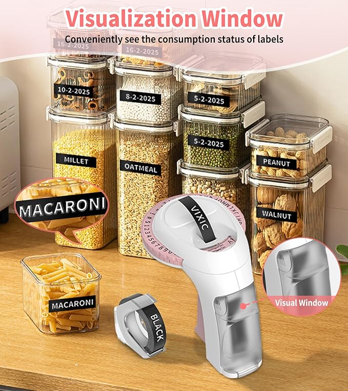 Vixic Embossing Label Maker Machine with Tapes, Vintage Embossed Label Maker, Retro Embossing Machine with 10 Rolls 9mm 3D Embossing Label Tapes for Home Office Kids DIY Crafting School, Pink