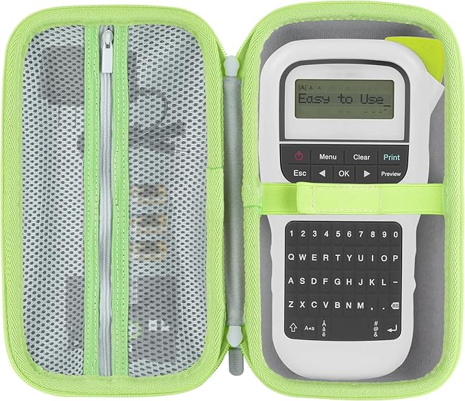 Storage Case Compatible with Brother P-Touch PTH110 / PTH111 Pro / PTE110 Portable Monochrome Label Maker (Gray+Mint Green Zipper Case)