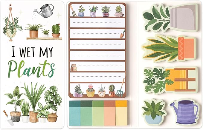 B1ykin Sticky Notes Set, Plant Lovers Theme Self-Stick Notes Pad Teacher Appreciation Gifts， Self-Adhesive Writing Memo Pages Sticky to Do Notepad for Kids Employee School Office (Plant Lovers)