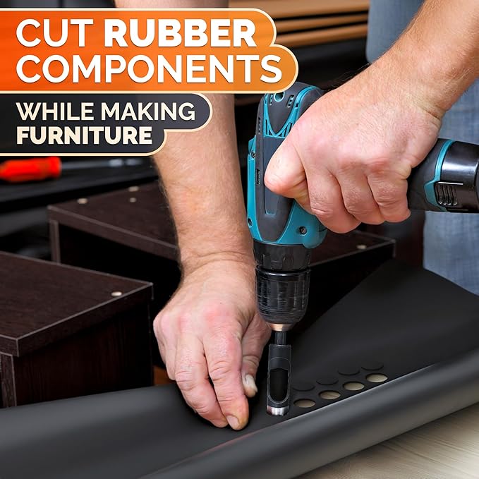 Leather Hole Punch Tool Set - 6 Pcs Drill Bits 3/16" 1/4" 5/16" 3/8" 7/16" 1/2" - High-Precision Leather Punch Tool for Belts, Fabric, and Crafts - Durable Carbon Steel, Sharp and Efficient