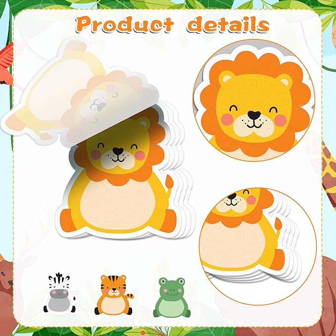 Jungle Animals Sticky Notes, 240 Pages Cute Cartoon Animal Self Adhesive Memo Pad Jungle Animals Sticky Note Self Stick Cartoon Notepad Notes Memo Pads for Home, School, Office -12 Designs