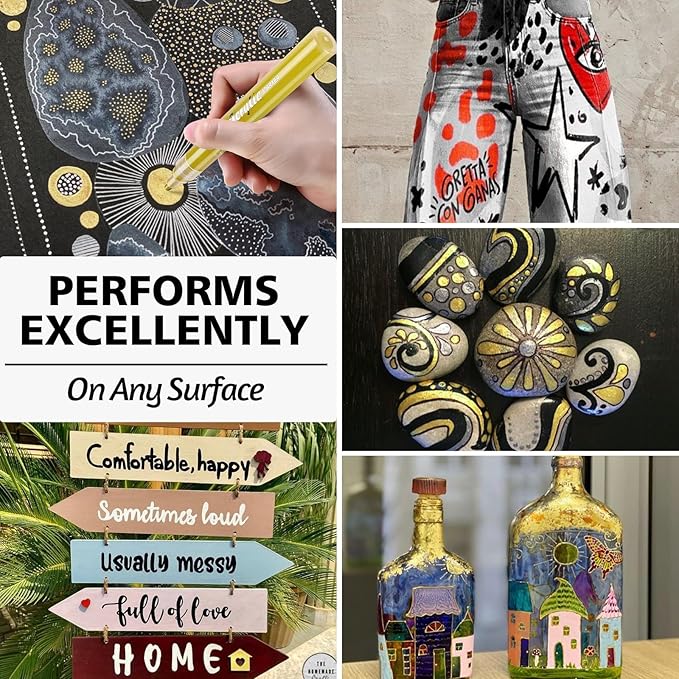 SFAIH Paint Markers Pens - 4 Colors 8 Pack Ultra-High Coverage Acrylic Paint Pens for Rock, Paper, Wood, Fabric, Glass, Metal, Ceramic, Painting, DIY Art Projects, Crafts, Large Capacity Permanent Ink