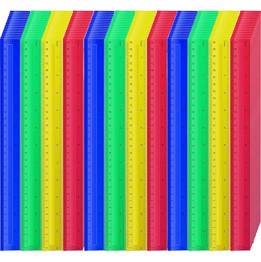 120 Pcs 12 Inch Plastic Rulers Bulk Kid Ruler for School Back to School Supplies, Flexible Assorted Color Ruler with Centimeters and Inches for Students School Education (120)