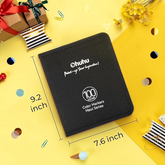 Ohuhu Markers for Adult Coloring Books No Bleeding 100 Colors Water-based Dual Tips Fineliner & Brush Coloring Markers for Kids Adults Beginners Drawing Pens for Journaling Lettering - Maui - White