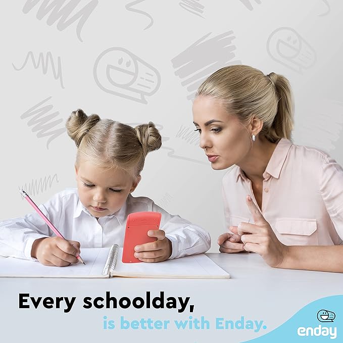 Calculator Red, Basic Small Solar and Battery Operated, Large Display Four Function, Auto Powered Handheld Calculator School and Kids Available in Green, Blue, Purple, Grey, Pink, 1 PK – by Enday