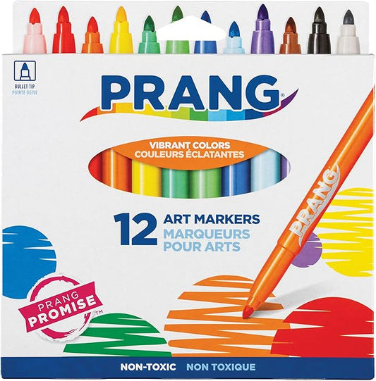 Prang Classic Art Markers, Bullet Tip, Assorted Colors, 12 Count