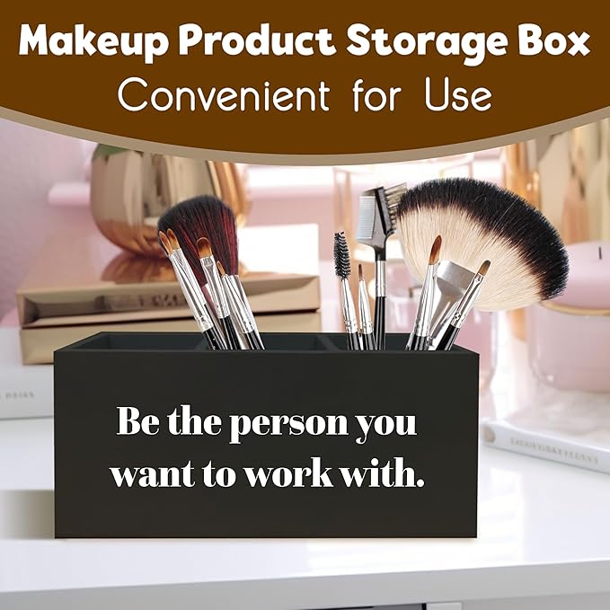 Be the Person You Want to Work with Inspirational Desk Pen Holder, Positive Office Black Decor Sign for Shelf, Inspirational Gifts for Women Men Pencil Holder Organizer Office Accessories