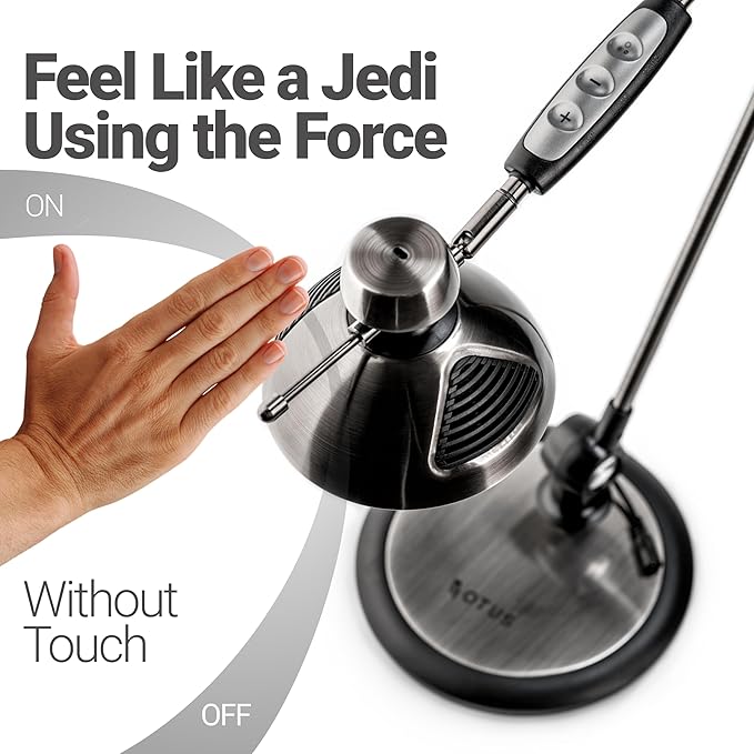 OTUS LED Desk Lamp for Home Office with Gesture Control | Eye-Caring Desk Light 1500 Lux, 12 Brightness & 3 Color | Architect Desk Lamp with Adjustable Swing Arm | Table Light for Work, Study, Reading