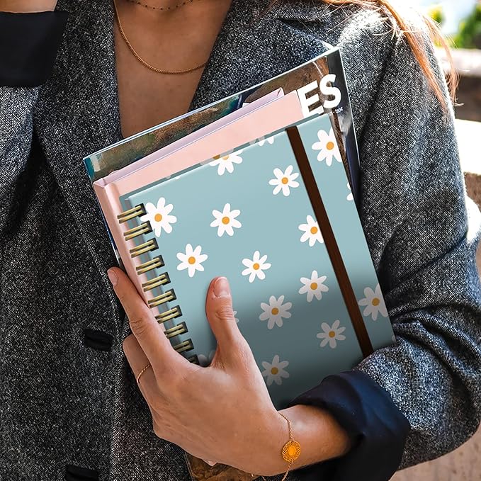 Spiral Journal Notebook,Strong TwinWire Binding with Premium Paper for Girl Women,Cool Funny 120 Pages,100gsm A5 College Ruled NotebookJournal,Perfect for Gifts Nurse Teacher Women(Cute Daisy)