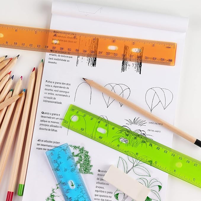 ZZTX 6 Pack Color Transparent Ruler Plastic Rulers 12 Inch, Metric Bulk Rulers with Inches and Centimeters, Kids Ruler for School, Home, Office