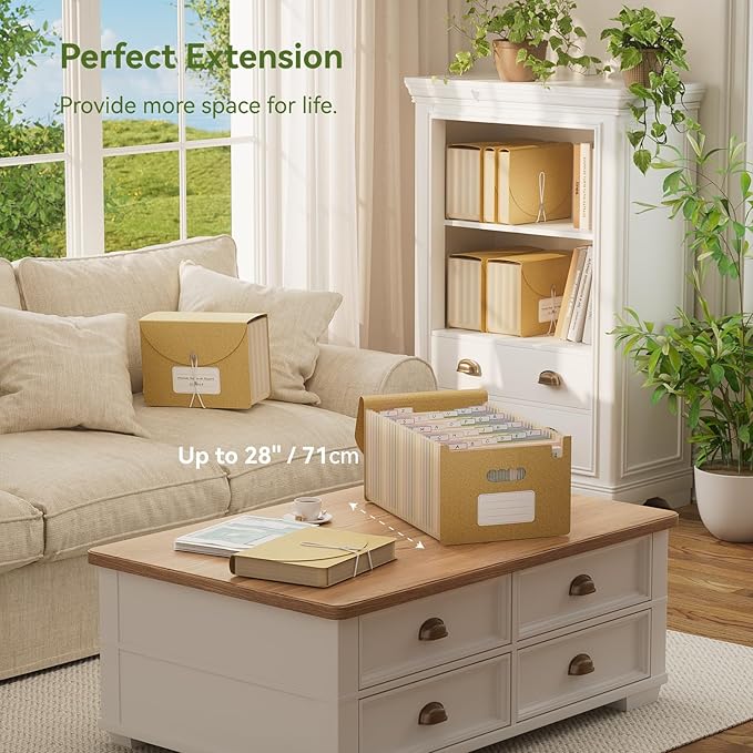 Accordion File Organizer, 26 Pockets Wheat Straw Expanding File Folder, Monthly Bill Receipt Organizer, A-Z Tabs, 100% BPA Free, Return to Nature, Healthy Living, Letter/A4 Size-Wheat Yellow