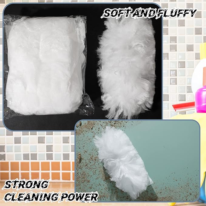 Vesici 50 Pcs Duster Refills Compatible with Swiffer Dusters Bulk Disposable Replacement Thickened with 1 Handle Heavy Duty for Cleaning, Office (White)