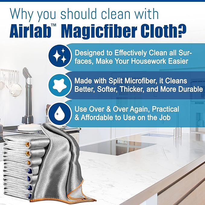 Streak Free Miracle Cleaning Cloth Easy Clean Pack of 8-12" x 16" Microfiber Dish Cloths Glass Polishing Lint Free for Kitchen Mirrors Wine Car