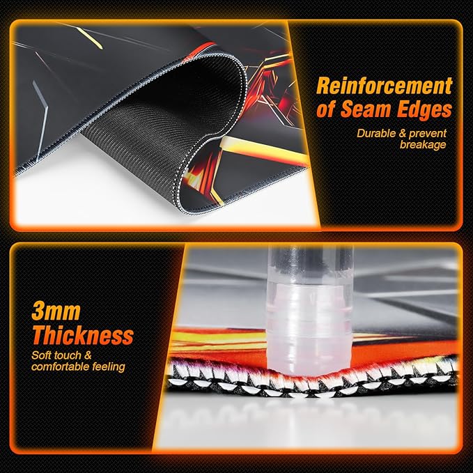 Cool Mechanical Style Gaming Mouse Pad, Premium Smooth Fabric & Non-Slip Base Extra Large Mouse Pad for Gamers, Comfortabale Handling Feeling & Best Control Gaming Mousepad(31.5×11.8in)