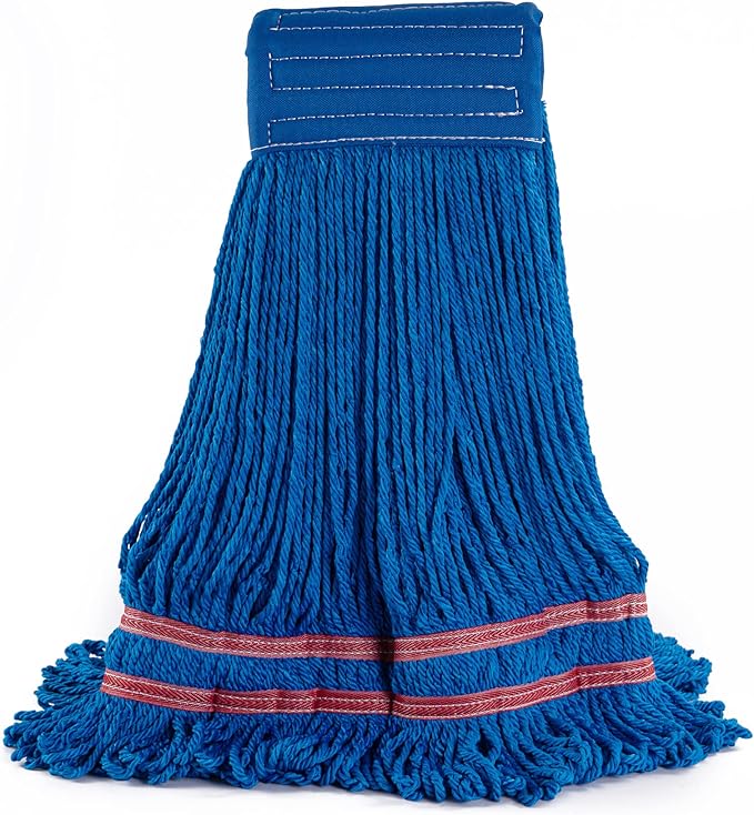 Matthew Cleaning Microfiber String Mop Heavy Duty Commercial Wet Mop Head Replacement,Excellent Absorbency,Premium Launderability,Reusable for Home,Commercial and Industrial Use(Blue,12Pack)