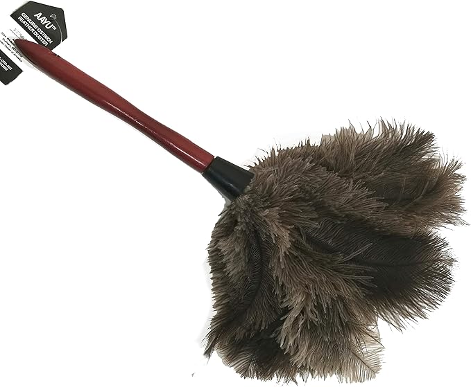 3-Pack Ostrich Feather Dusters, 14.5-inch with Wooden Handle for Gentle Cleaning (36 cm)
