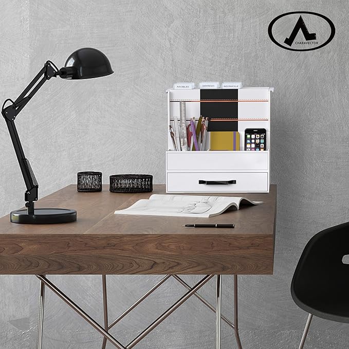 CharaVector Hanging File Folders Letter Size Assorted Durable Refined Design Decorative Hanging File Folder Set, 1/5-Cut Adjustable Tabs, 30pcs for Cabinet,File Organizer, Gold Stripes