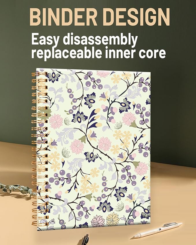 Spiral Journal Notebook for Women,A5 College Ruled Notebooks 6"x 8.4", 120 Pages Lined Journal with Premium Thick Paper,Perfect for School Office Home Gifts(beautifull flower)