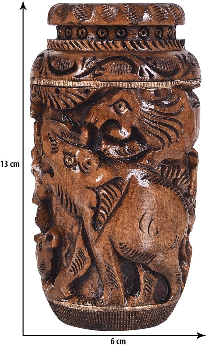 Craft Trade Hand Carved Wood Pencil Holder for Desk Organizer for Home School Office Supplies Pen Pot Storage Box Suitable for Stationery - Natural Wood