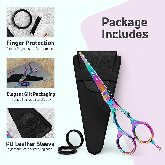 Suvorna 5.5" Multicolor Hair Cutting Scissors for Professionals, Barbers - Hair Shears for Cutting, Trimming, Grooming - Sharp Hair Scissors Professional - Right Hand Barber Scissors for Men and Women