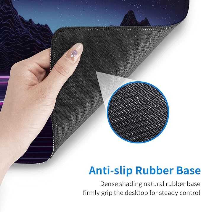 Neon Star Mountains Large Mouse Pad, Gaming Desk Mat, XL Keyboard Desk Pad Mat for Desktop, 31.5"x11.8" Non-Slip Base Big Mousepad with Stitched Edges