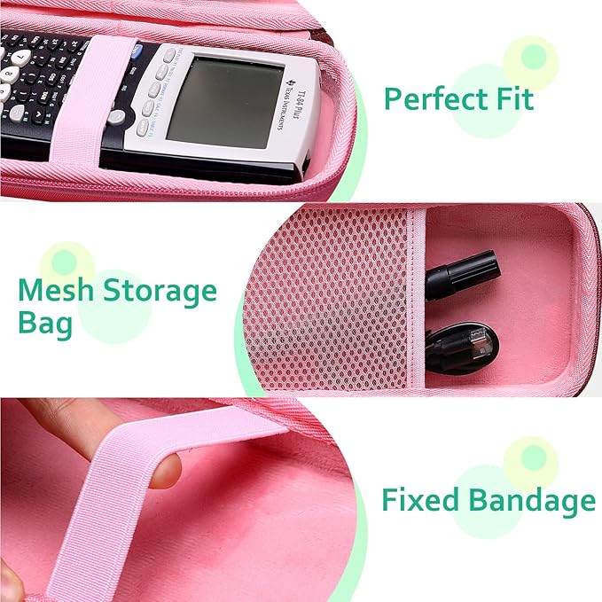 Calculator Case Compatible with Texas Instruments TI-84 Plus CE/TI-84 Plus/TI-Nspire CX II CAS/TI-Nspire CX II/TI-83 Plus/TI-89 Titanium/TI-85/TI-89 Color Graphing Calculator by XANAD (Pink)