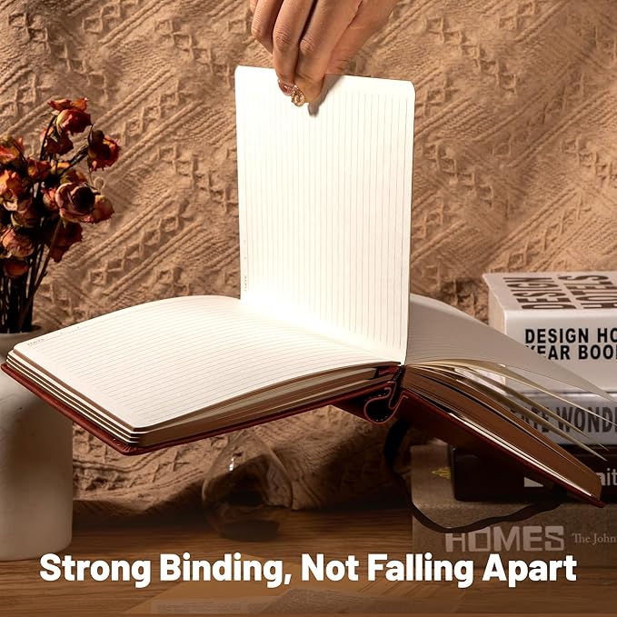 CAGIE Compass Leather Notebook Journal for Men, 100 GSM 288 Pages Lined Journals for Writing, A5 Hardcover Journaling Notebooks Gift Set with Pen for Travel Office Daily Writing