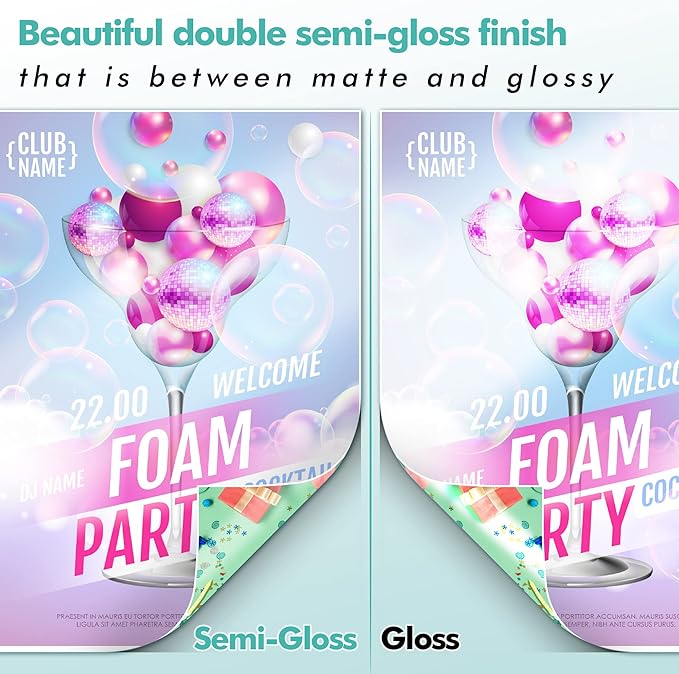 Koala Thin Double Sided Semi-Gloss Photo Paper 8.5X11 Inch 100 Sheets 32LB for Inkjet and Laser Printer for Menu Flyer Print