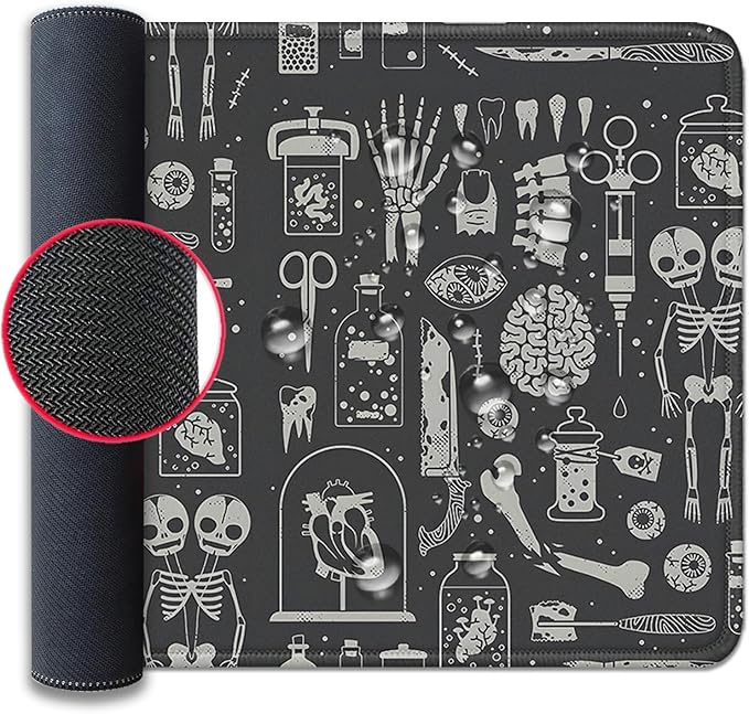 Human Skeleton Medical Mouse Pad,Large X Ray Mousepad Desk Pad with Stitched Edges,Non-Slip Waterproof Rubber Base Mouse Mat for Office Computer Keyboard Laptop Home(27.5x11.8 in)